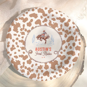 Vintage First Rodeo Cowboy 1st Birthday Paper Plate