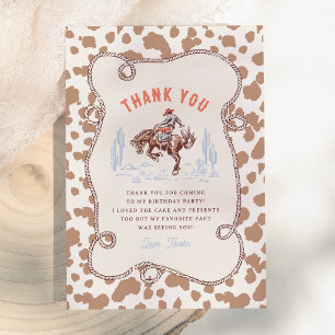 Vintage First Rodeo Cowboy 1st Birthday Thank You Card