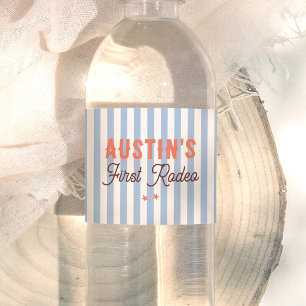Vintage First Rodeo Cowboy 1st Birthday Water Bottle Label