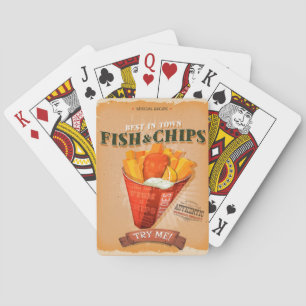 Vintage Fish and Chips Ad Playing Cards
