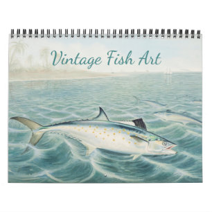 Vintage Fish Art Any Year Calendar