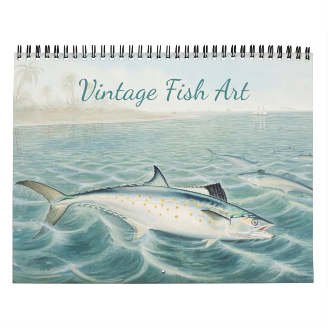 Vintage Fish Art Any Year Calendar (Cover)