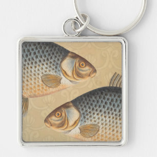 Vintage Fish Artwork Drawing Keychain