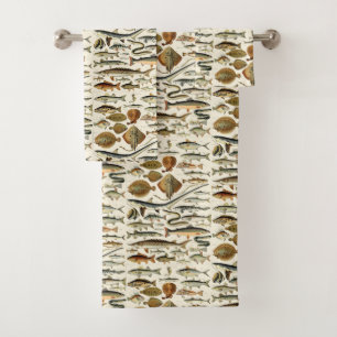 Vintage Fish by Adolphe Millot Bath Towel Set
