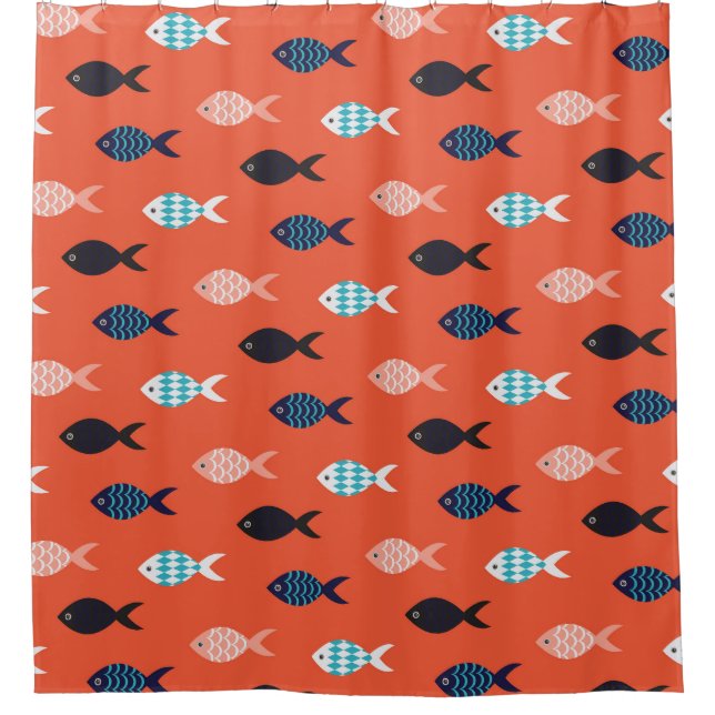 Vintage fish, coral red pattern. (Front)