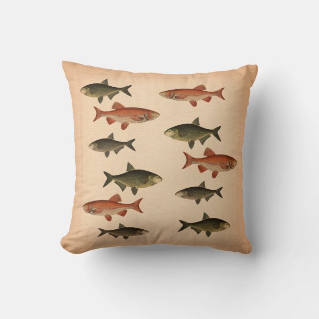 Vintage Fish Illustration Pillow (Front)