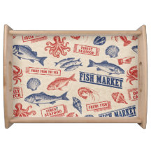 Vintage Fish Market Seafood Serving Tray