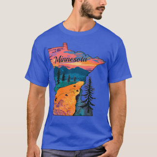 Vintage Fish Minnesota State Map MN Fly Fishing T-Shirt