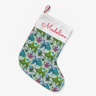 Vintage Fish Pattern Add Your Name Small Christmas Stocking
