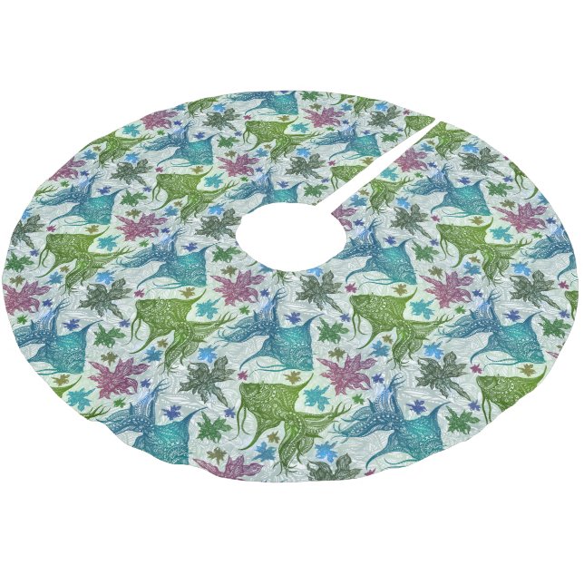 Vintage Fish Pattern Brushed Polyester Tree Skirt (Angled)