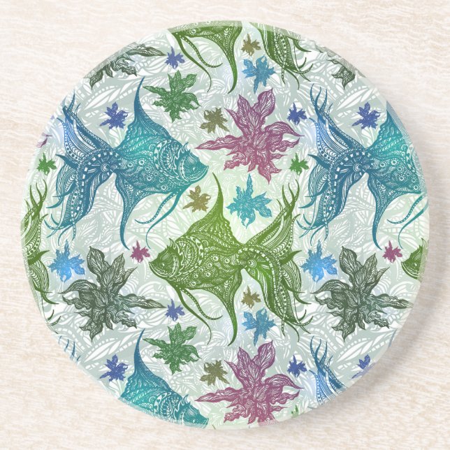 Vintage Fish Pattern Coaster (Front)