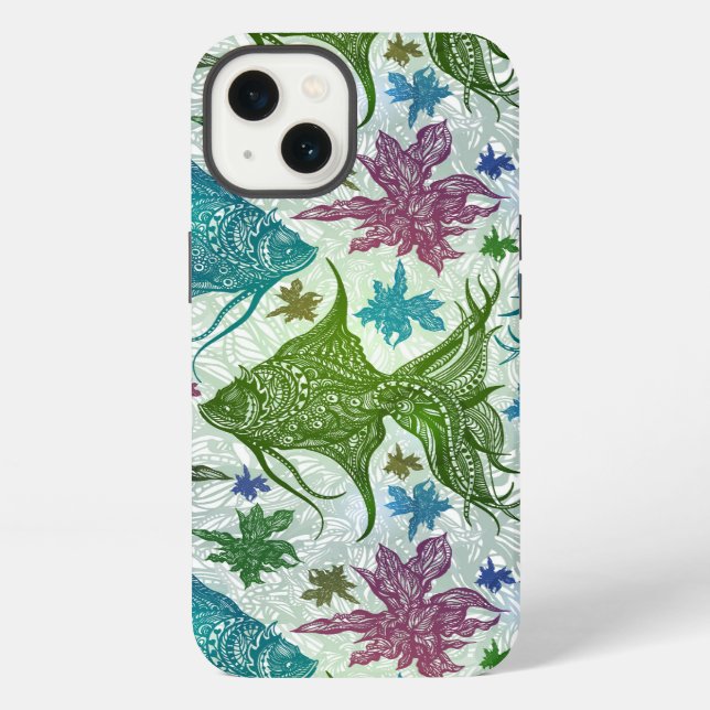 Vintage Fish Pattern iPhone Case (Back)