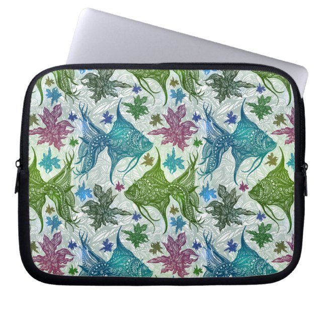Vintage Fish Pattern Laptop Sleeve (Front)