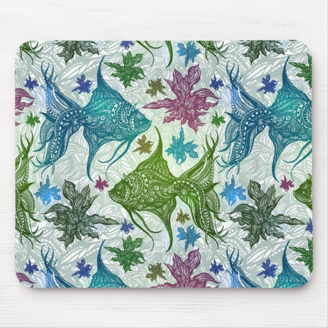 Vintage Fish Pattern Mouse Pad (Front)