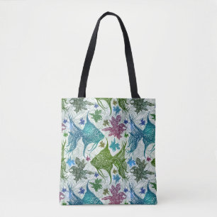 Vintage Fish Pattern Tote Bag