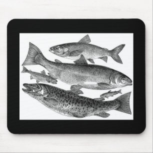 Vintage Fish Print Mouse Pad