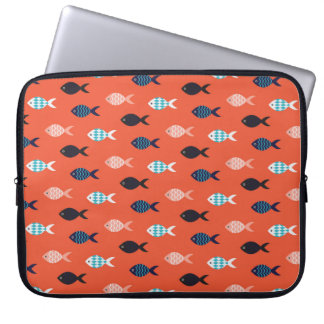 vintage fish seamless pattern. Shoal of fish in ro Laptop Sleeve