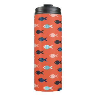 vintage fish seamless pattern. Shoal of fish in ro Thermal Tumbler