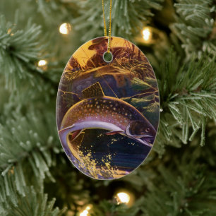 Vintage Fish, Sports Fishing for Brook Trout Ceramic Ornament