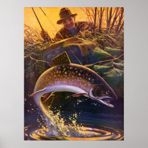 Vintage Fish, Sports Fishing Trout Catch n Release Poster