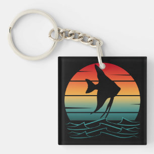 Vintage Fish Sunset Fishing Keychain