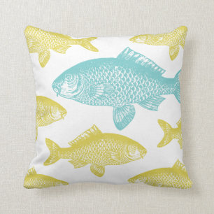 Vintage Fish Throw Pillow