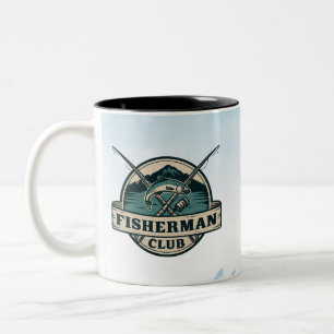 Vintage Fisherman Club Retro Mountain Graphic Two-Tone Coffee Mug