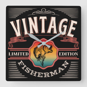 VINTAGE FISHERMAN LIMITED EDITION SQUARE WALL CLOCK