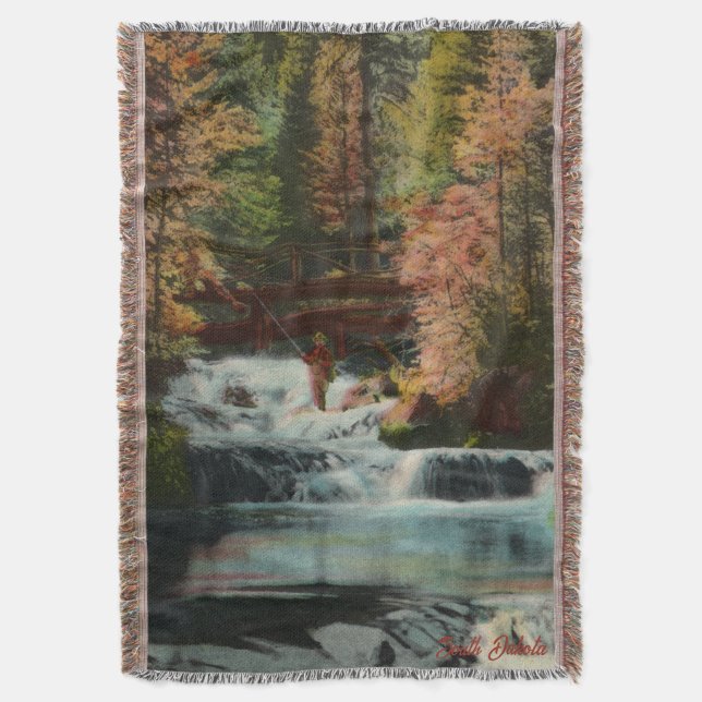 Vintage Fisherman Throw Blanket (Front Vertical)
