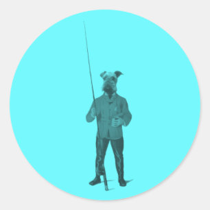 Vintage Fishing Airedale Terrier gifts Classic Round Sticker