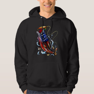 Vintage Fishing American Flag Bass Fishing 6 Hoodie