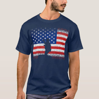 Vintage Fishing American Flag Outdoor July 4th Wom T-Shirt