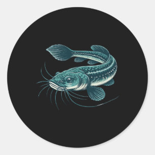 Vintage Fishing Artwork Walking Catfish  Classic Round Sticker