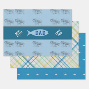 Vintage Fishing Boat Scene Father's Day Wrapping Paper Sheet