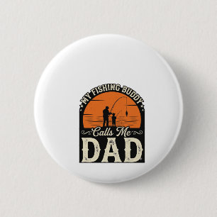 Vintage Fishing Buddy Dad Shirt Design_1 2 Inch Round Button