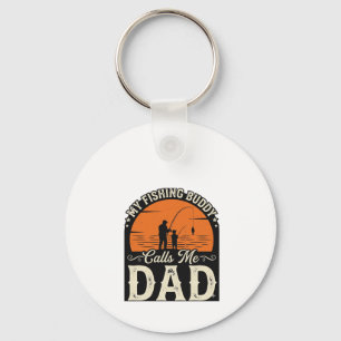 Vintage Fishing Buddy Dad Shirt Design_1 Keychain