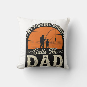 Vintage Fishing Buddy Dad Shirt Design_1 Throw Pillow