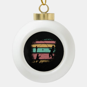 Vintage Fishing Ceramic Ball Christmas Ornament