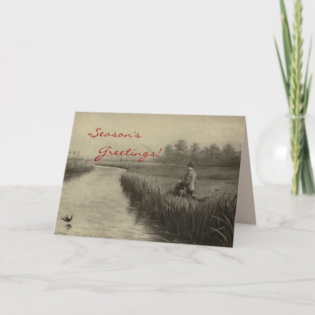 Vintage Fishing Christmas Holiday Card (Front)