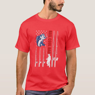 Vintage Fishing Dad Usa Flag Reel Cool Dad Fathers T-Shirt
