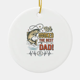 Vintage Fishing Dad We Hooked the Best Dad Vector_ Ceramic Ornament