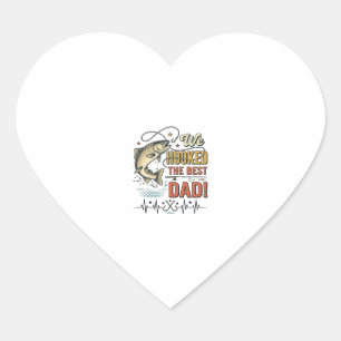 Vintage Fishing Dad We Hooked the Best Dad Vector_ Heart Sticker