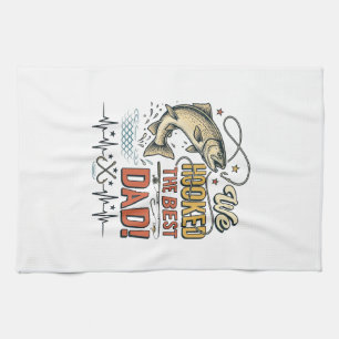 Vintage Fishing Dad We Hooked the Best Dad Vector_ Kitchen Towel