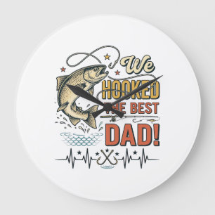 Vintage Fishing Dad We Hooked the Best Dad Vector_ Large Clock