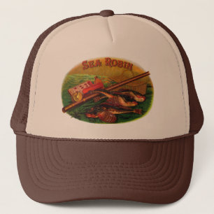 Vintage Fishing Gear Cigar Label Art, Sea Robin Trucker Hat