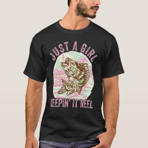Vintage Fishing Just A Girl Keeping It Reel Womens T-Shirt