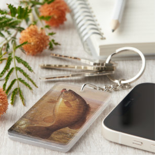 Vintage Fishing, Leaping Smallmouth Bass on Line Keychain