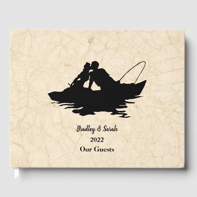 Vintage Fishing Lovers Personalized Guest Book (Front)