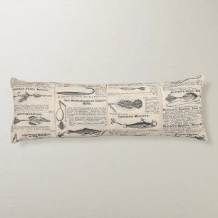 Vintage Fishing Lures: Antique 1900s Fisherman Body Pillow