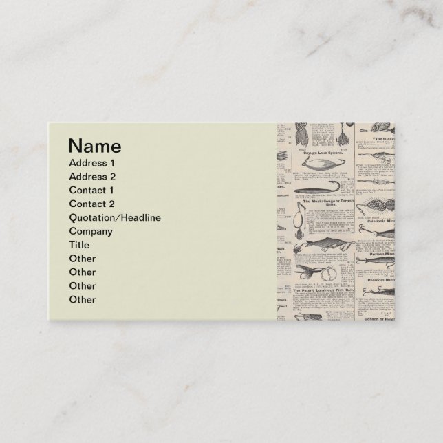 Vintage Fishing Lures: Antique 1900s Fisherman Business Card (Front)